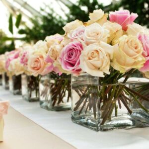 Centerpiece 101 - Pink, Cream and Ivory Roses . . . more