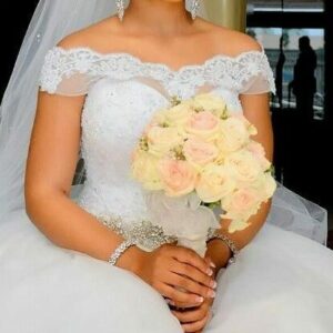BRIDAL BOUQUET 105 - Red and White Roses . . .