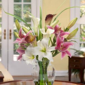 Centerpiece 107 - Open White, Pink Lily and Cally Lilies . . . more