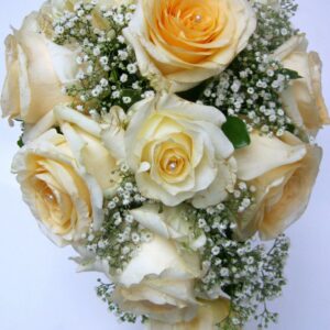 Cascading bridal bouquet 003 cream del la cream roses