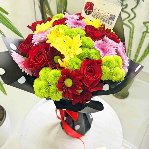 ROSES AND MIXED CHRYSANTHEMUMS BOUQUET - Bouquet of Roses and Mixed Chrysanthemums - Image 9