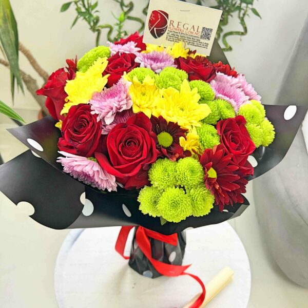 ROSES AND MIXED CHRYSANTHEMUMS BOUQUET - Bouquet of Roses and Mixed Chrysanthemums - Image 10