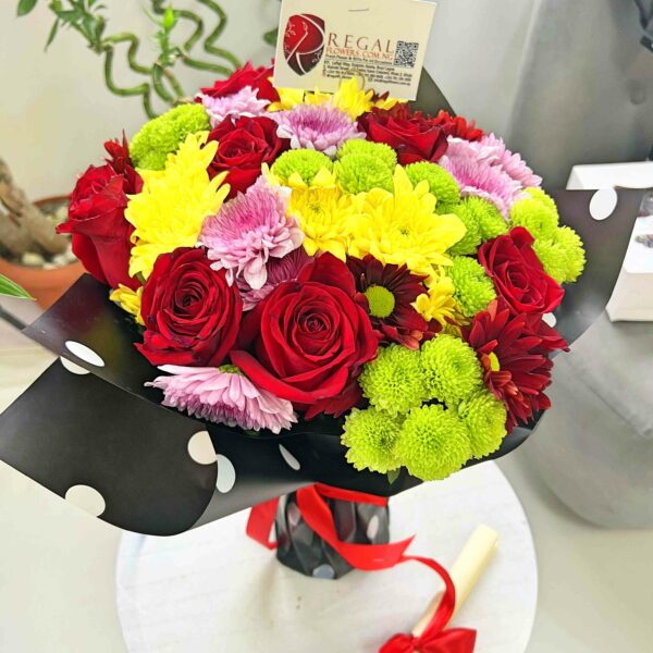 ROSES AND MIXED CHRYSANTHEMUMS BOUQUET - Bouquet of Roses and Mixed Chrysanthemums - Image 7