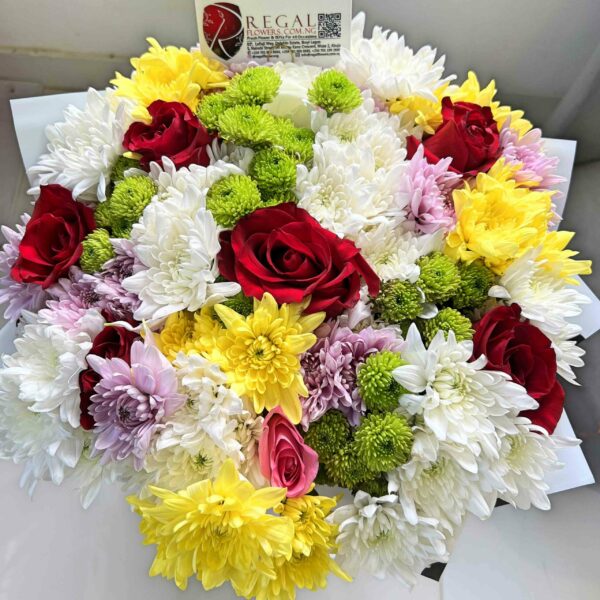 ROSES AND MIXED CHRYSANTHEMUMS BOUQUET - Bouquet of Roses and Mixed Chrysanthemums - Image 4