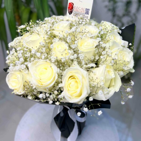 WHITE ROSES AND MILLION STARS  BOUQUET - White Roses and Million Stars - Image 5