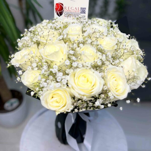 WHITE ROSES AND MILLION STARS  BOUQUET - White Roses and Million Stars
