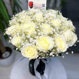 WHITE ROSES AND MILLION STARS  BOUQUET - White Roses and Million Stars
