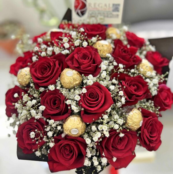 FERRERO ROCHER & ROSES BOUQUET - Bouquet Of Roses and Ferrero Rocher Chocolates - Image 2