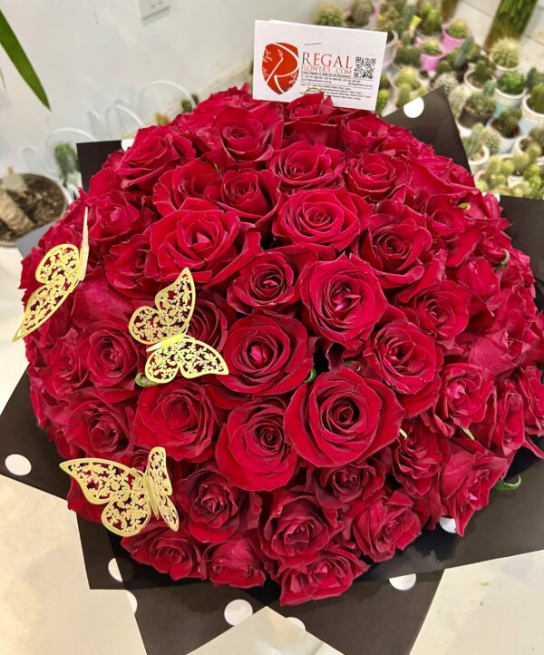 VIP RED ROSES BOUQUET– Bouquet Of Red Stemmed roses - Image 4