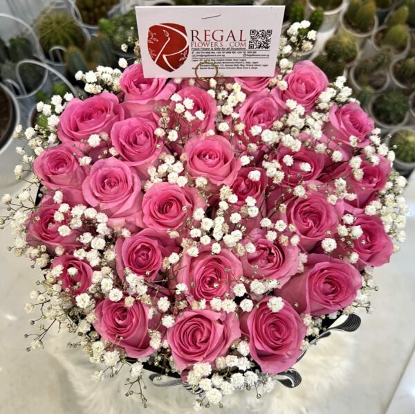 SIMPLY SWEET BOX ARRANGEMENT - Pink Roses and Million Stars - Image 2