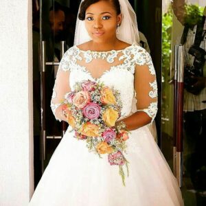 CASCADING BRIDAL BOUQUET  110 - Two Colours of Roses With Million Star (Gypsophila) and Greens. Also Available In White, Pink, Yellow, Red or . . . select size
