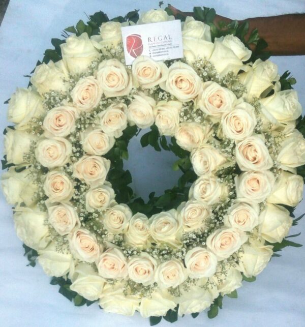 GOODBYE IS THE SADDEST WORD (Funeral Wreath) - Roses (White, Red, Yellow, Pink, Orange or . . . select size - Image 3
