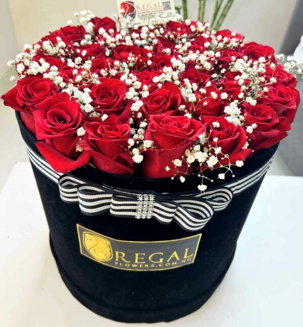 VIP ROSES ARE RED BOX ARRANGEMENT – Red Roses Accentuated  . . - Image 5