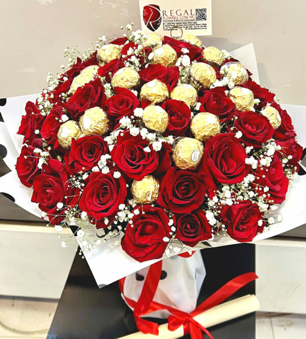 VIP FERRERO ROCHER ROSES BOUQUET - Bouquet Of Roses and Ferrero Rocher Chocolates - Image 5