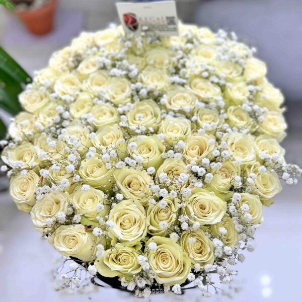 VIP MONA LISA BOX ARRANGEMENT– White Roses Accentuated  . . . - Image 2