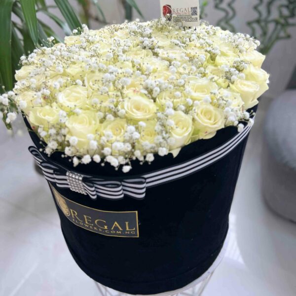 VIP MONA LISA BOX ARRANGEMENT– White Roses Accentuated  . . . - Image 5