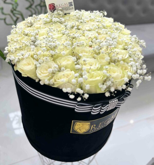 VIP MONA LISA BOX ARRANGEMENT– White Roses Accentuated  . . . - Image 3