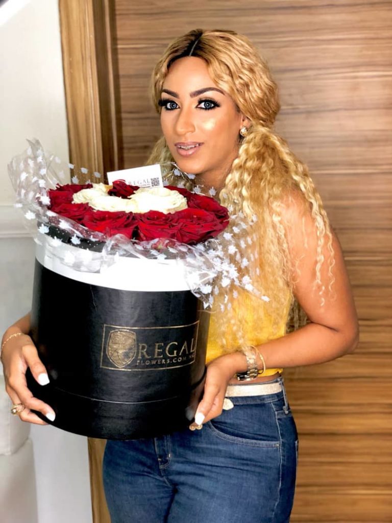 Nigerian actress Juliet Ibrahim with our 'The One' box of roses
