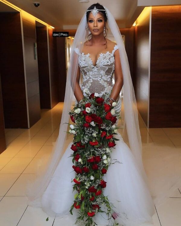 CASCADING BRIDAL BOUQUET  114 - Red roses, Carnations. . . more - Image 2