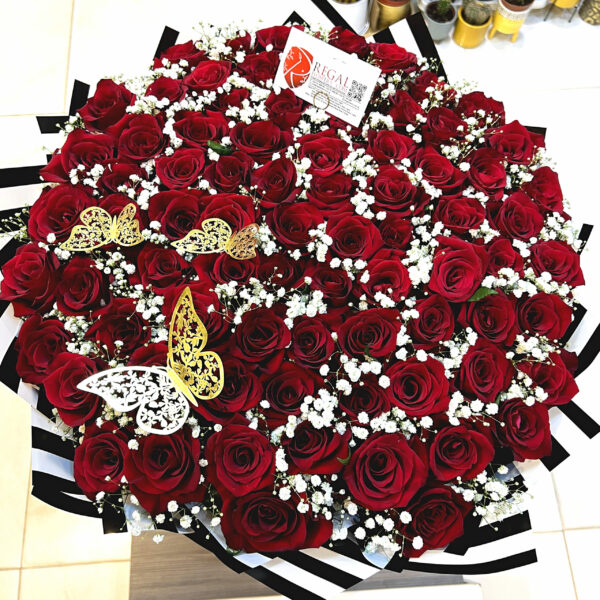 VIP BY THE DOZEN RED ROSES - luxurious bouquet of red roses with million stars. . . - Image 2