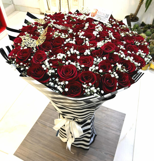 VIP BY THE DOZEN RED ROSES - luxurious bouquet of red roses with million stars. . . - Image 5