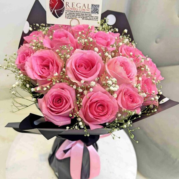 PINK ROSES AND MILLION STARS BOUQUET- Pink Roses and Million Stars