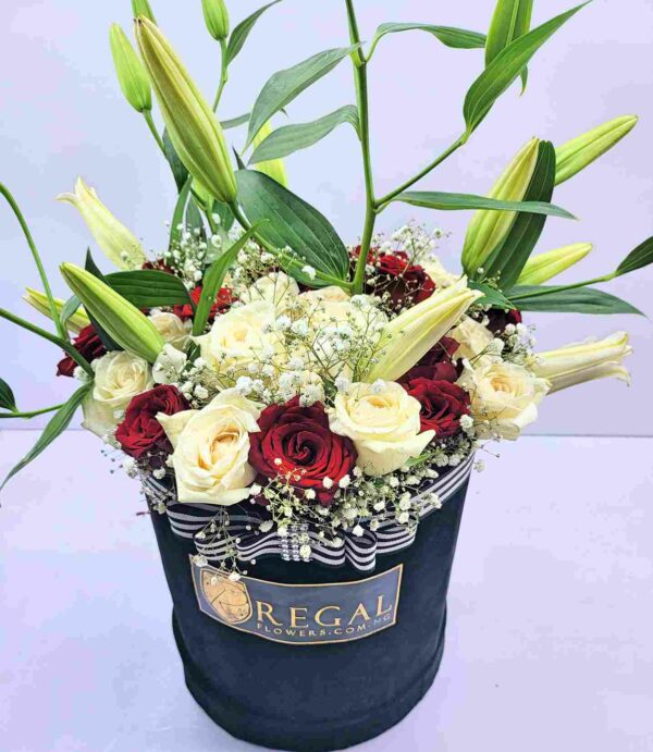 CALLIGRAPHY BY REGAL BOX ARRANGEMENTS – Box of Roses, Lilies and Million Stars - Image 4