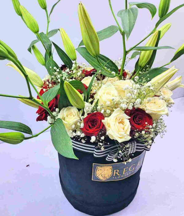 CALLIGRAPHY BY REGAL BOX ARRANGEMENTS – Box of Roses, Lilies and Million Stars - Image 2