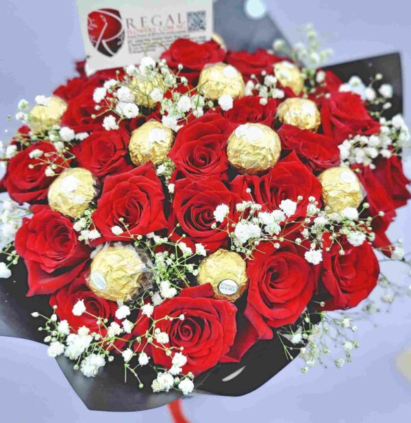FERRERO ROCHER & ROSES BOUQUET - Bouquet Of Roses and Ferrero Rocher Chocolates - Image 7