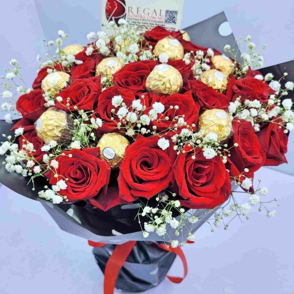 FERRERO ROCHER & ROSES BOUQUET - Bouquet Of Roses and Ferrero Rocher Chocolates - Image 6
