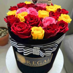 BELLISSIMO (Beautiful) BOX ARRANGEMENT –Box of Mixed Colored Roses