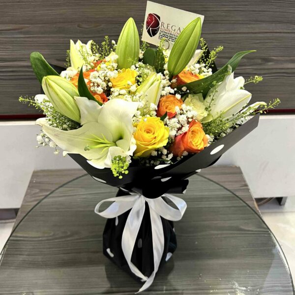 MIXED ROSES AND LILIES BOUQUET – Roses, Lilies and Million Stars - Image 6