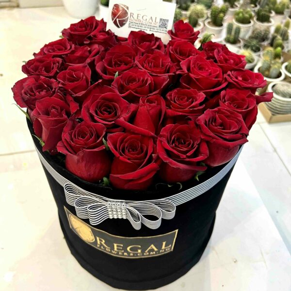 CLASSIC RED BOX ARRANGEMENT-  BOX OF RED ROSES - Image 3