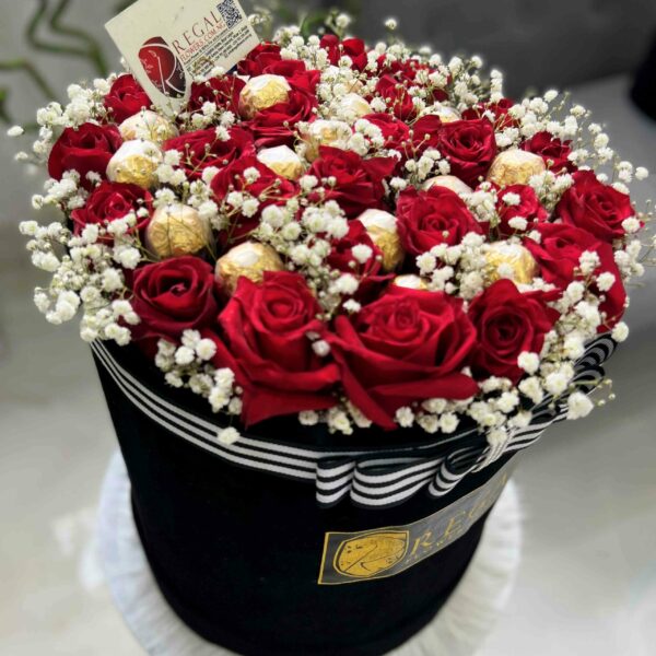 ROSES & FERRERO ROCHER BOX ARRANGEMENTS - Box of roses and ferrero rocher chocolate - Image 7