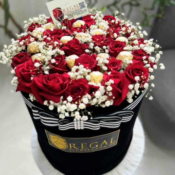 ROSES & FERRERO ROCHER BOX ARRANGEMENTS - Box of roses and ferrero rocher chocolate - Image 9