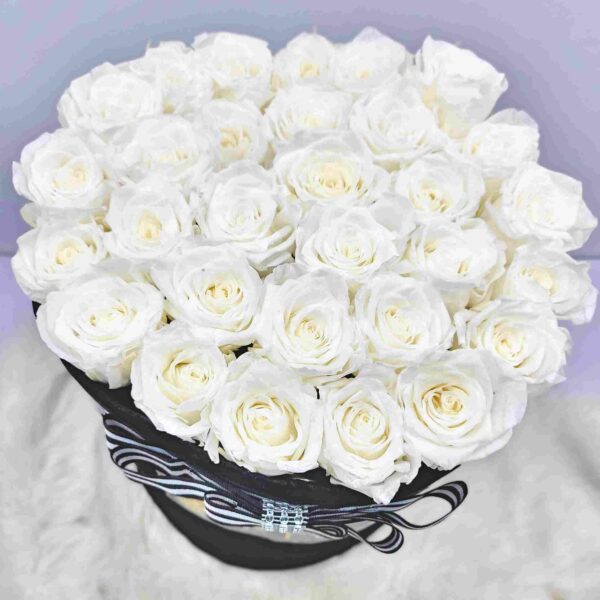 FOREVER WHITE ROSES- Box Of Luxury Forever White Roses - Image 4