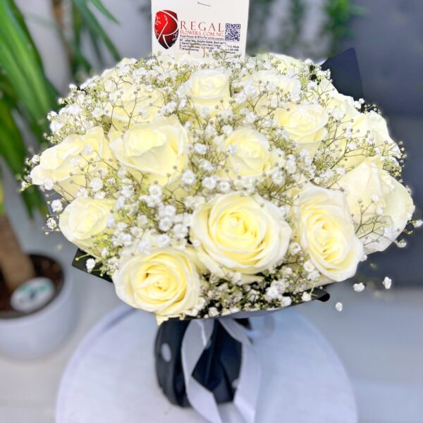 VIP WHITE ROSES AND MILLION STARS BOUQUET - Image 3