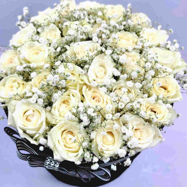 MONALISA BOX ARRANGEMENT- Box Of White Roses And Million Stars - Image 8