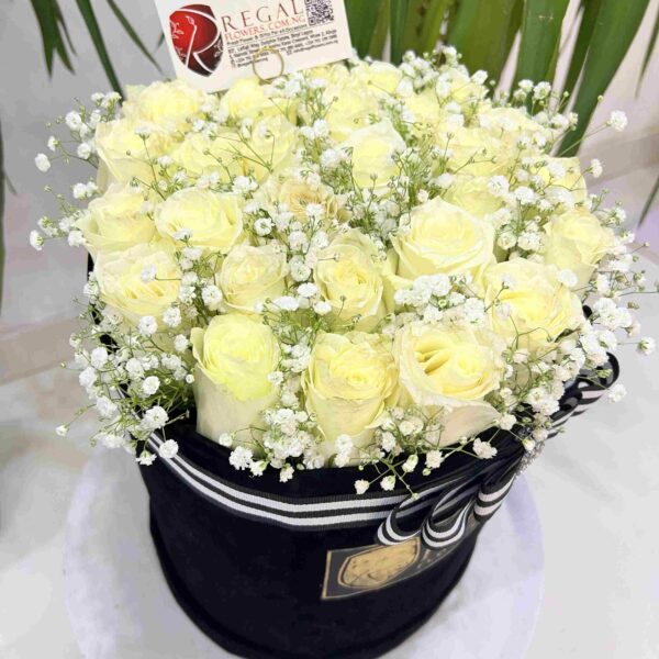 MONALISA BOX ARRANGEMENT- Box Of White Roses And Million Stars - Image 7