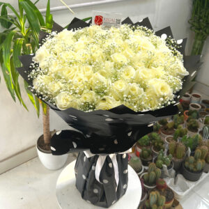 VIP WHITE ROSES AND MILLION STARS BOUQUET