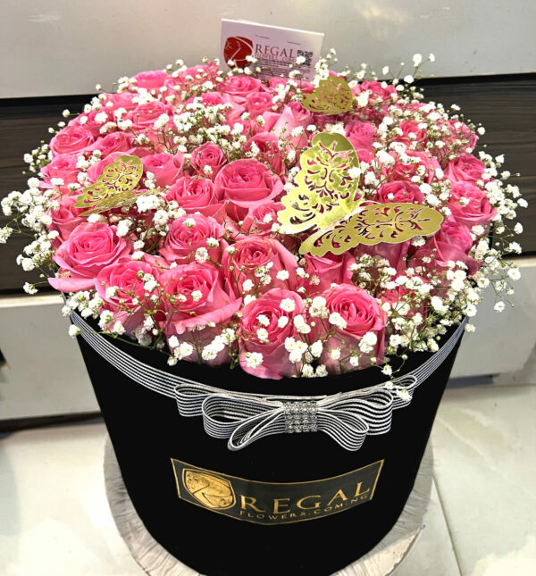 VIP SIMPLY SWEET BOX ARRANGEMENT– Pink Roses and Million Stars - Image 3