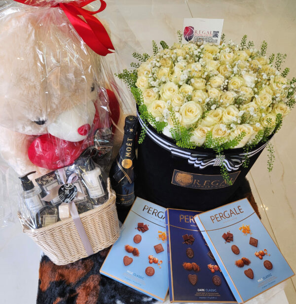 All FOR YOU 902 - Red OR White Flowers and Assorted Gifts