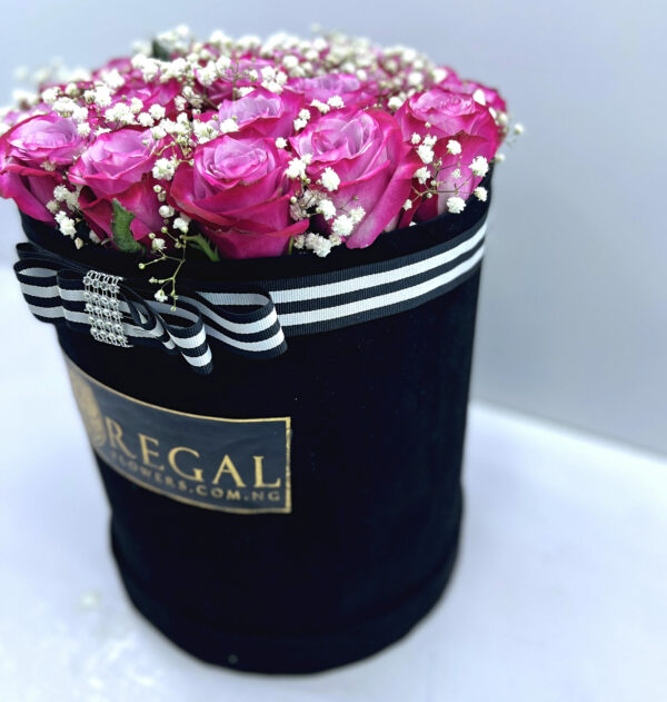 VIOLA BOX ARRANGEMENT - Purple Roses and Million Stars - Image 3