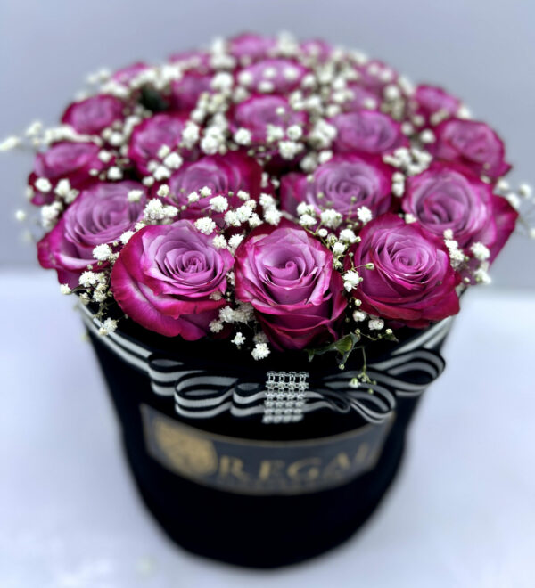 VIOLA BOX ARRANGEMENT - Purple Roses and Million Stars - Image 4