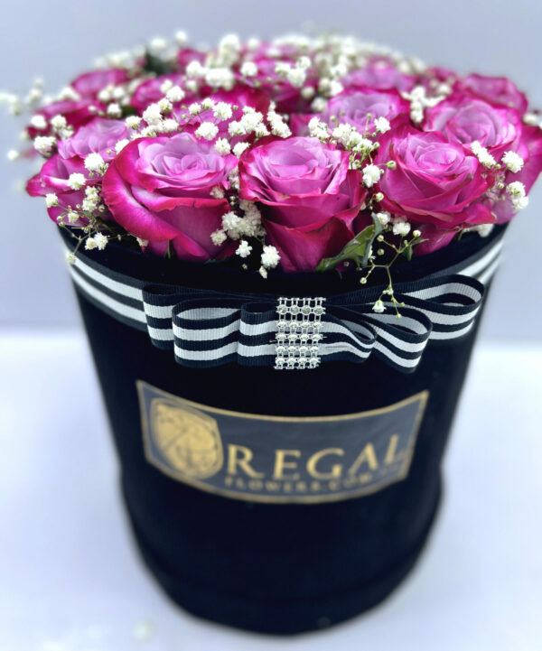 VIOLA BOX ARRANGEMENT - Purple Roses and Million Stars - Image 2